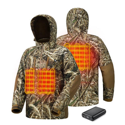 [⚡Flash Sale] Cold Weather Heated Jacket for Men: Waterproof Duck Hunting Coat with Fleece Lining | The Ultimate Battery Heated Apparel
