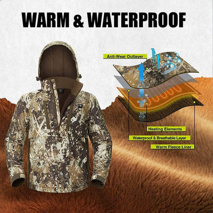 [⚡Flash Sale] Cold Weather Heated Jacket for Men: Waterproof Duck Hunting Coat with Fleece Lining | The Ultimate Battery Heated Apparel